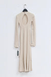mame kurogouchi crew neck open back rib knit dress MM22SS JS026 beige